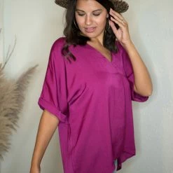 Glam Plum V Neck Blouse Tops 6 Glam Plum V Neck Blouse Tops