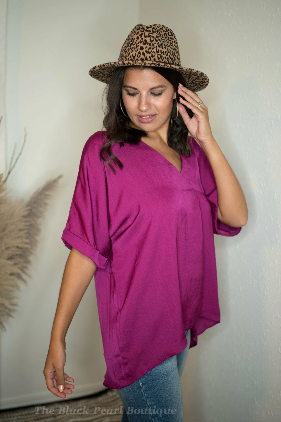 Glam Plum V Neck Blouse Tops 3 Glam Plum V Neck Blouse Tops