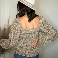 Blu Pepper Olive Paisley Print Blouse 9 Blu Pepper Olive Paisley Print Blouse