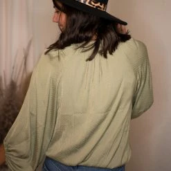 Blu Pepper Tops Olive Satin Blouse 5 Blu Pepper Tops Olive Satin Blouse