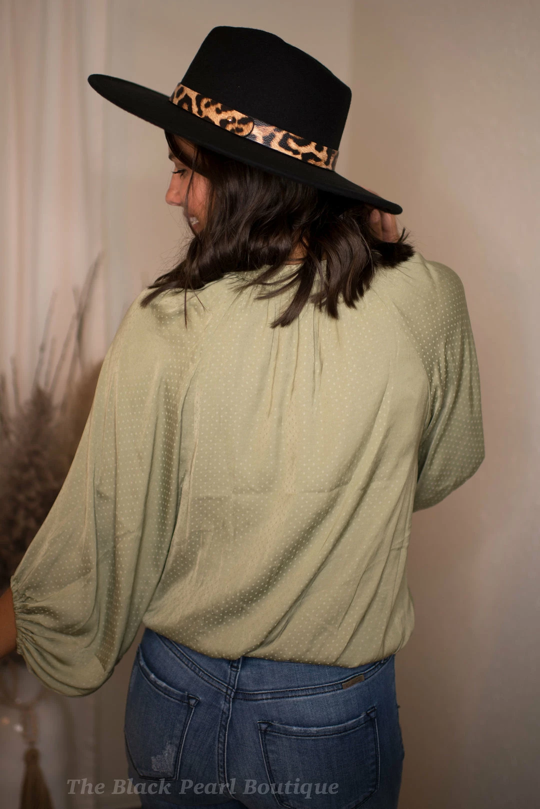 Blu Pepper Tops Olive Satin Blouse 3 Blu Pepper Tops Olive Satin Blouse