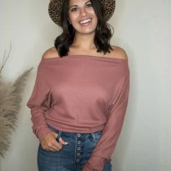 LLove Tops Mauve Dolman Sleeve Bodysuit