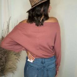 LLove Tops Mauve Dolman Sleeve Bodysuit