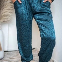 Glam Bottoms Teal Cheetah Jogger Pants