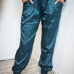 Glam Bottoms Teal Cheetah Jogger Pants