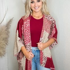Jodifl Red Leopard Kimono Tops