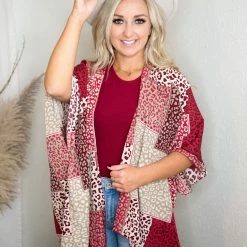 Jodifl Red Leopard Kimono Tops