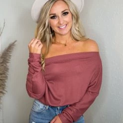 LLove Tops Mauve Dolman Sleeve Bodysuit