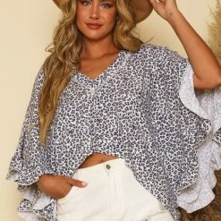 Peach Love Animal Print Oversized Top