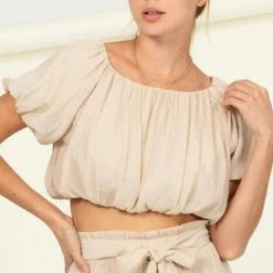 Hyfve Taupe Crop Top New Arrivals