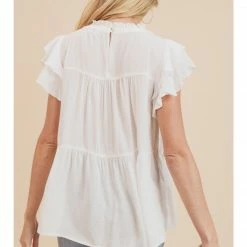 Jodifl New Arrivals White Mock Neck Top
