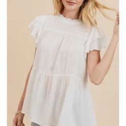 Jodifl New Arrivals White Mock Neck Top