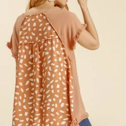 UMGEE New Arrivals Apricot Dalmatian Back Top