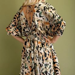 Glam Dresses Apricot Balloon Sleeve Dress