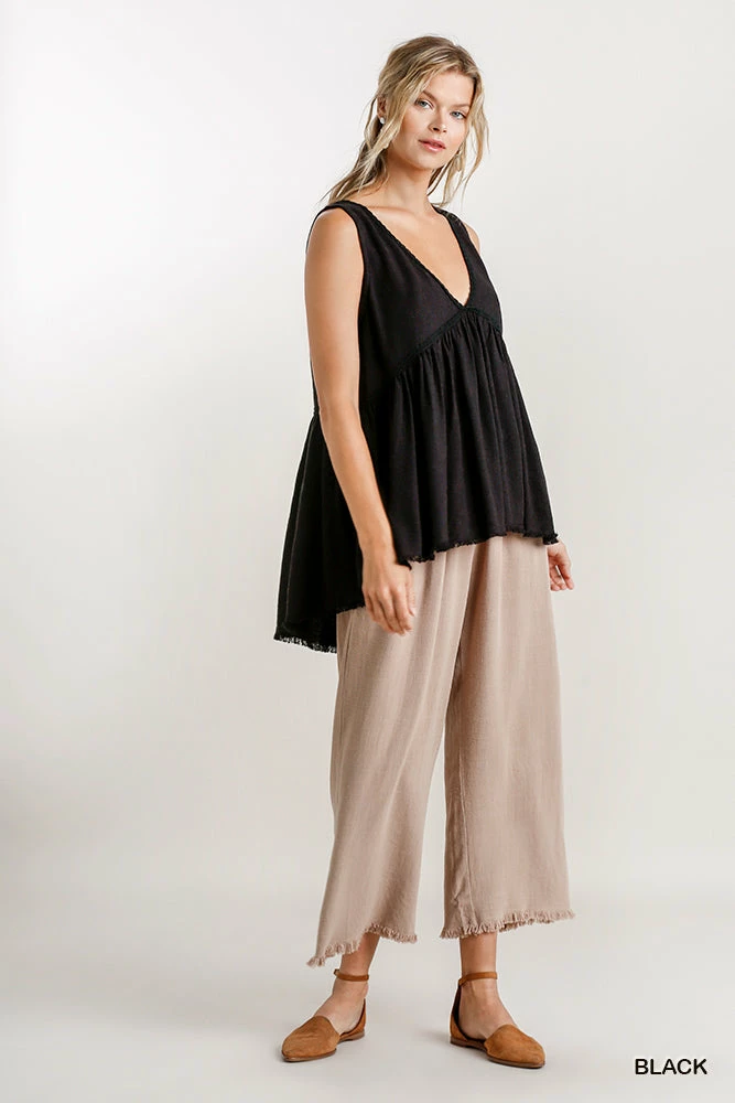 UMGEE Black Linen Babydoll Top 1 UMGEE Black Linen Babydoll Top