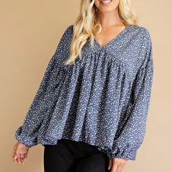Glam Blue Printed Blouse