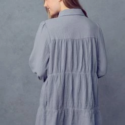 &Merci Dusty Blue Tiered Dress