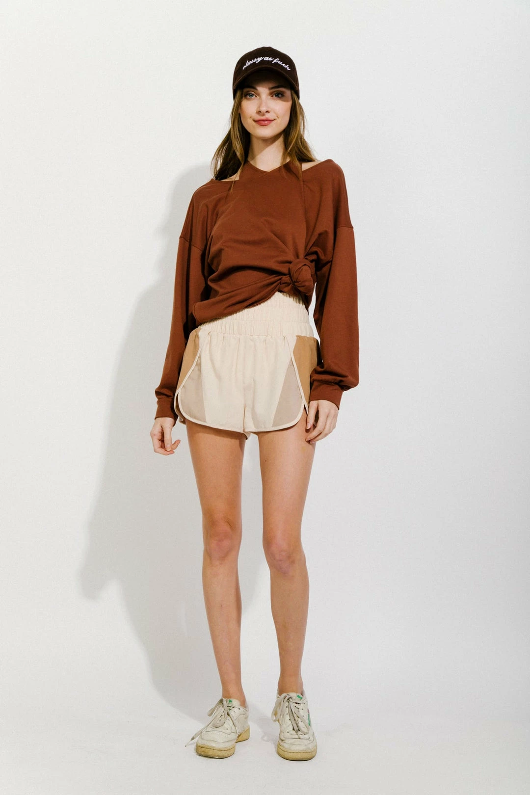 Very J Beige Color Block Active Shorts New Arrivals 2 Very J Beige Color Block Active Shorts New Arrivals