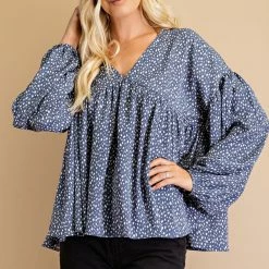 Glam Blue Printed Blouse