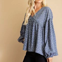 Glam Blue Printed Blouse