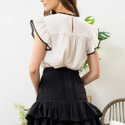 Blu Pepper White/Black Crochet Lace Top New Arrivals