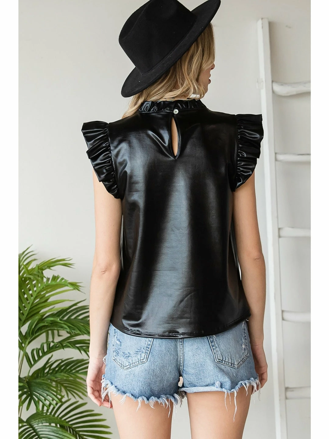 Jodifl New Arrivals Black Metallic Pleather Top 4 Jodifl New Arrivals Black Metallic Pleather Top