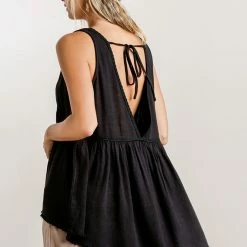 UMGEE Black Linen Babydoll Top 3 UMGEE Black Linen Babydoll Top