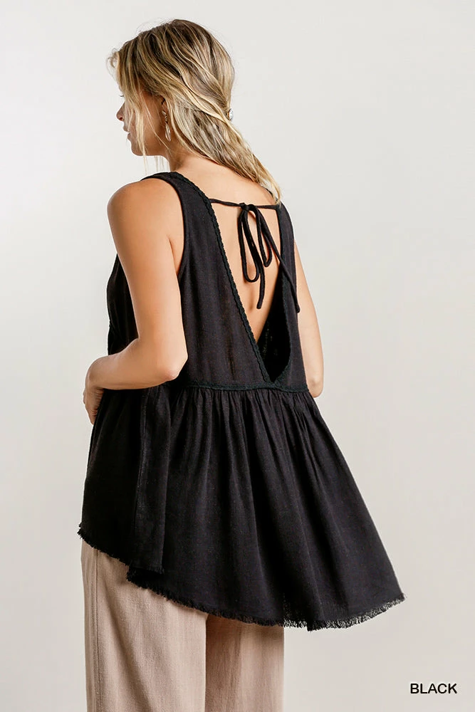 UMGEE Black Linen Babydoll Top 2 UMGEE Black Linen Babydoll Top