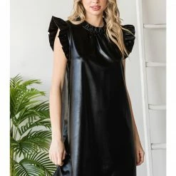 Jodifl Black Metallic Pleather Dress New Arrivals