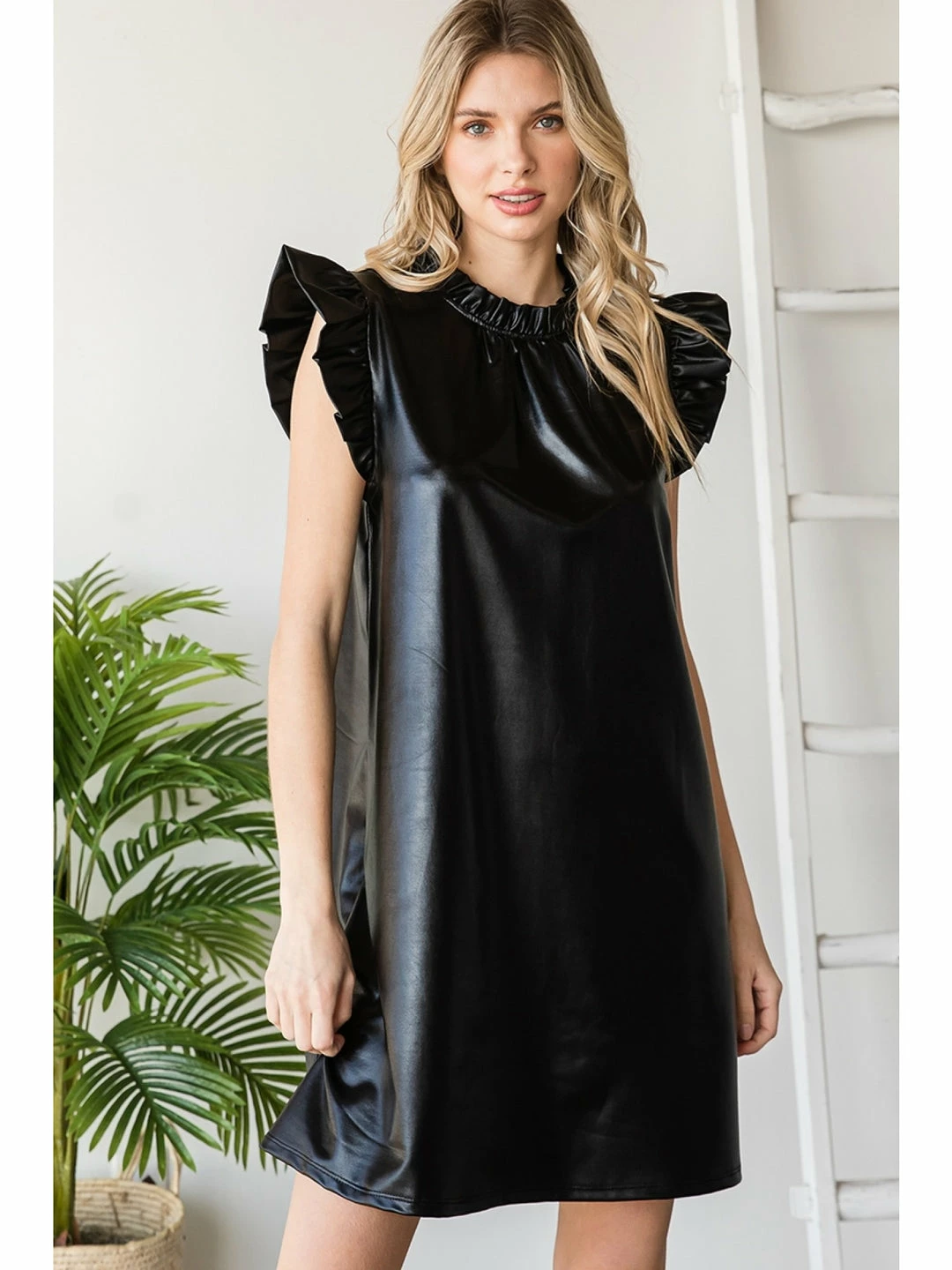 Jodifl Black Metallic Pleather Dress New Arrivals 1 Jodifl Black Metallic Pleather Dress New Arrivals