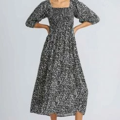 UMGEE Black Animal Midi Dress Dresses