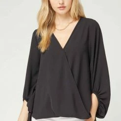 Entro Tops Black Bubble Sleeve Top
