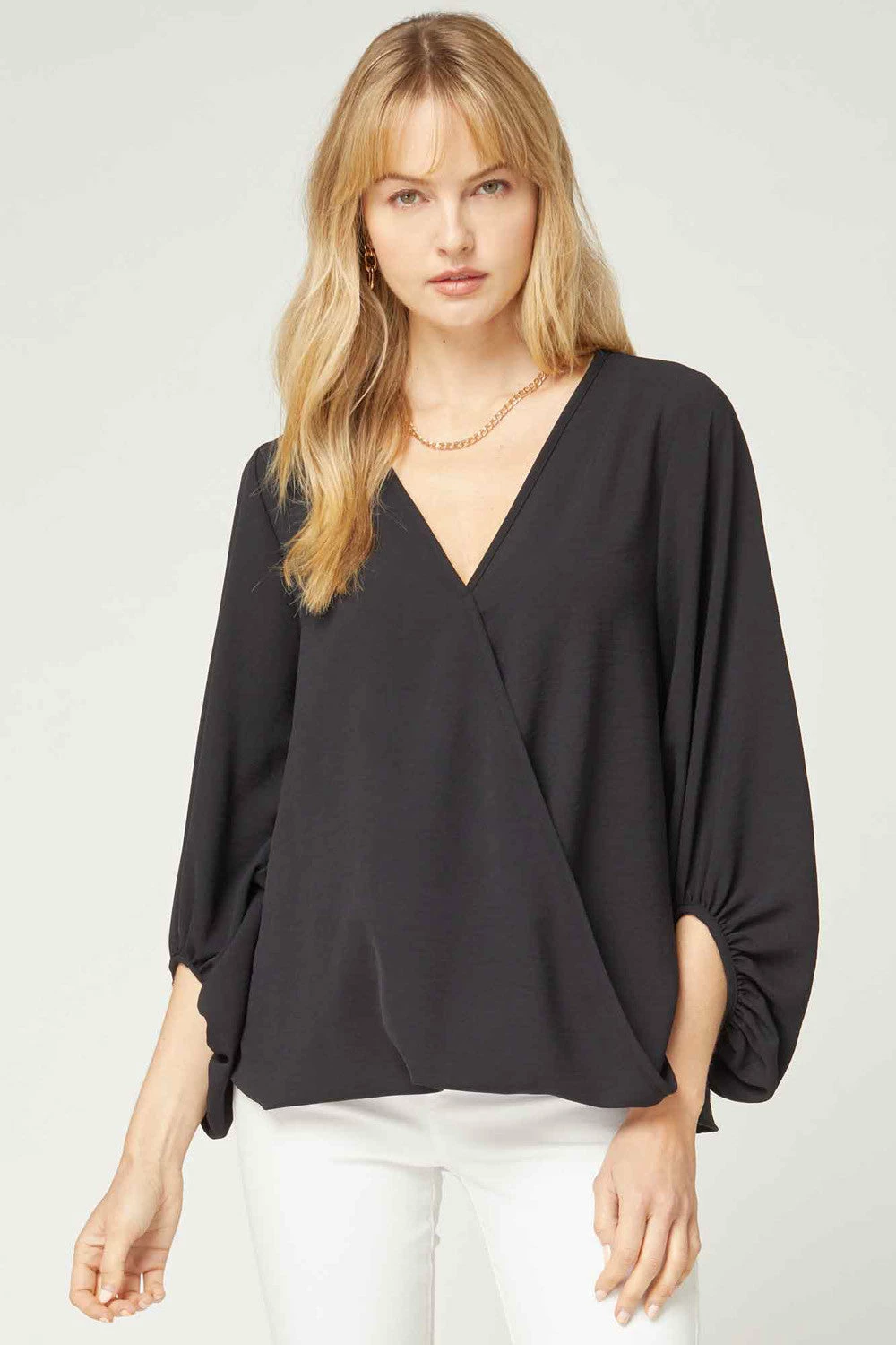 Entro Tops Black Bubble Sleeve Top 1 Entro Tops Black Bubble Sleeve Top
