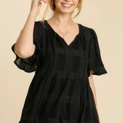 UMGEE New Arrivals Black Babydoll Top