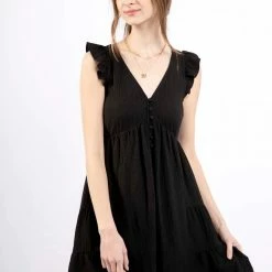 Very J New Arrivals Black Tiered Dress