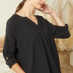 Entro Black V Neck Top
