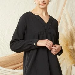 Entro Black V Neck Top