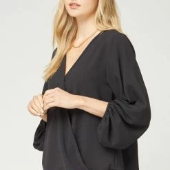 Entro Tops Black Bubble Sleeve Top 4 Entro Tops Black Bubble Sleeve Top