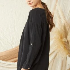 Entro Black V Neck Top