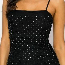 Irishbasic New Arrivals Black Rhinestone Dress