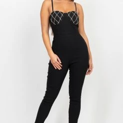 Irishbasic Black Rhinestone Jumpsuit