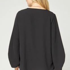 Entro Tops Black Bubble Sleeve Top 5 Entro Tops Black Bubble Sleeve Top