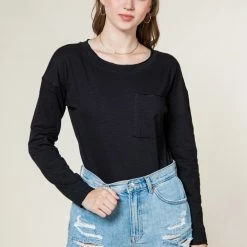 Very J Black Tshirt Bodysuit Tops