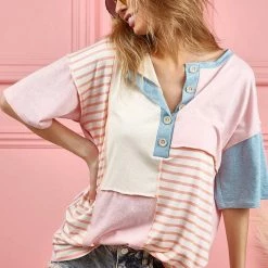 Bibi Blush Color Block/Striped Top New Arrivals 6 Bibi Blush Color Block/Striped Top New Arrivals