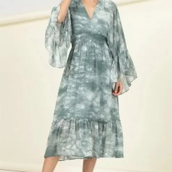Hyfve New Arrivals Dusty Blue V Neck Maxi