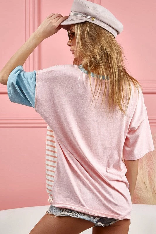 Bibi Blush Color Block/Striped Top New Arrivals 4 Bibi Blush Color Block/Striped Top New Arrivals