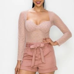 Irishbasic Blush Rhinestone Bodysuit New Arrivals