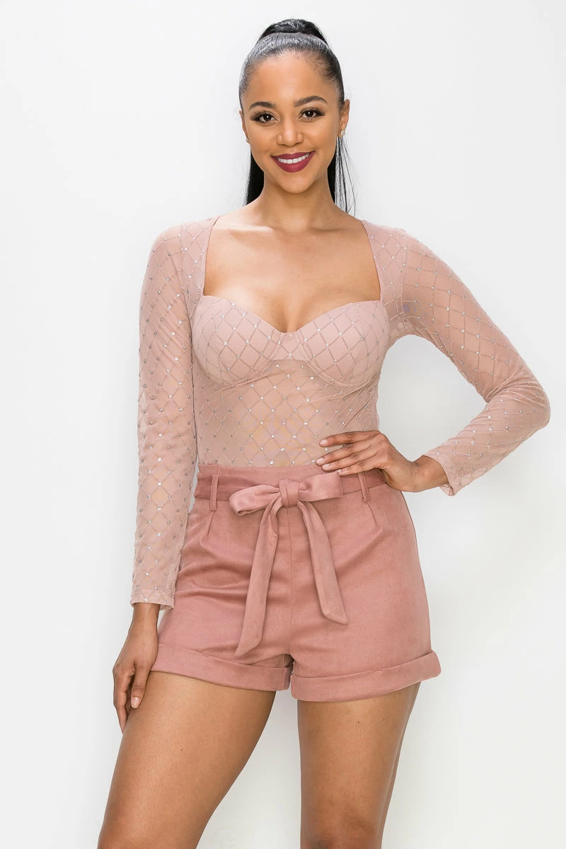 Irishbasic Blush Rhinestone Bodysuit New Arrivals 1 Irishbasic Blush Rhinestone Bodysuit New Arrivals