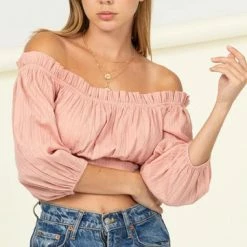 Hyfve Blush Off Shoulder Crop Top New Arrivals