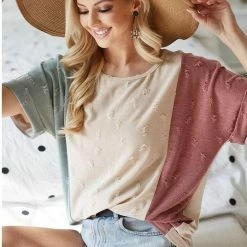 Bibi Taupe/Marsala/Sage Distressed Top New Arrivals